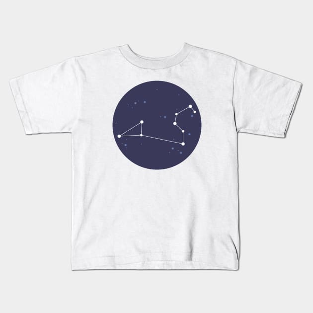 Leo Constellation Kids T-Shirt by aglomeradesign